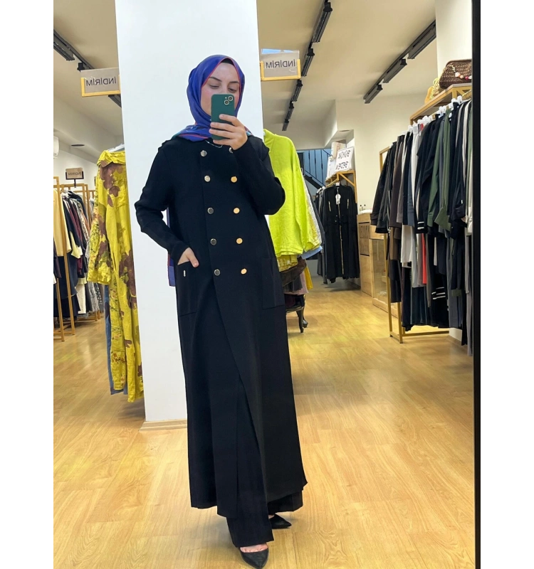 MissDalida Kruvaze Düğmeli Uzun Hırka T25PF-9000