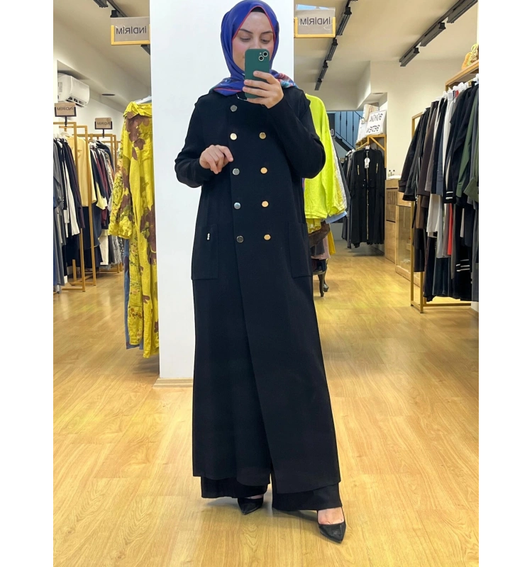 MissDalida Kruvaze Düğmeli Uzun Hırka T25PF-9000