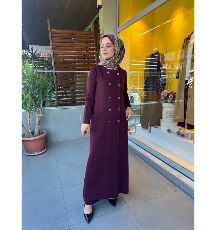 MissDalida Kruvaze Düğmeli Uzun Hırka T25PF-9000