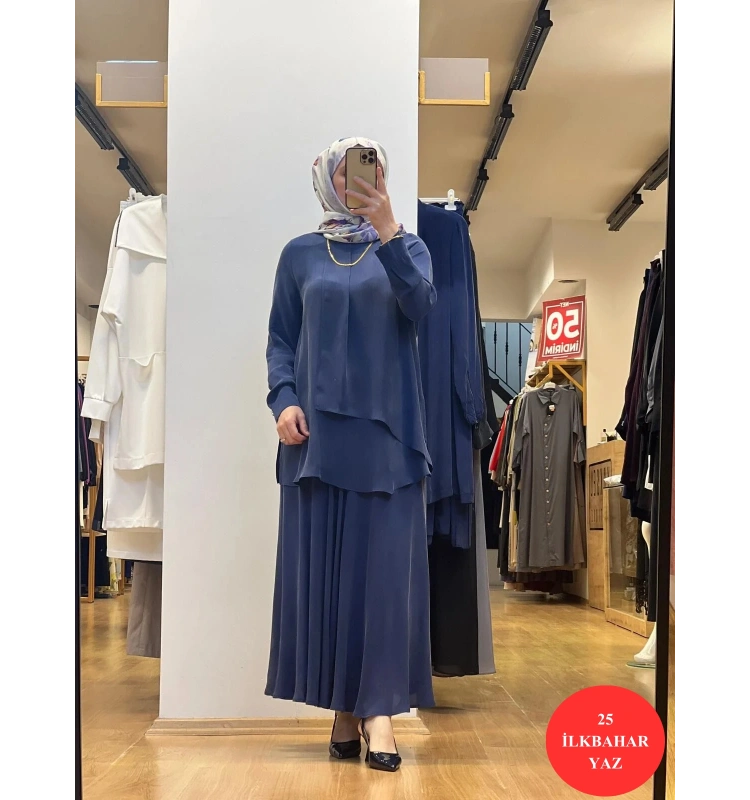 MissDalida Ön Kısmı Hareketli Kesim Cupro Tunik 25Y-6026