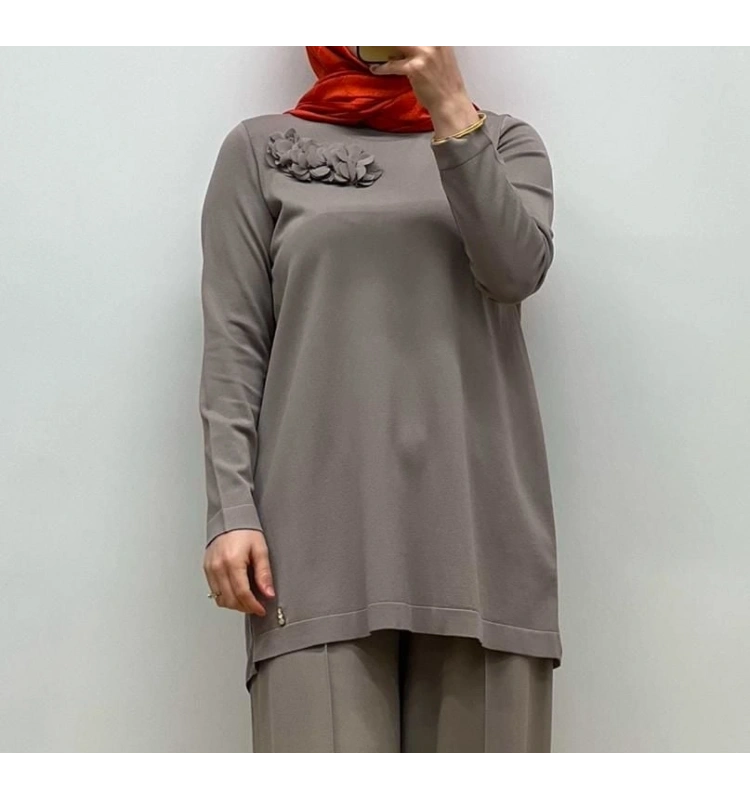 MissDalida Önü Dikişli Bol Paça Triko Pantolon 25Y-7009