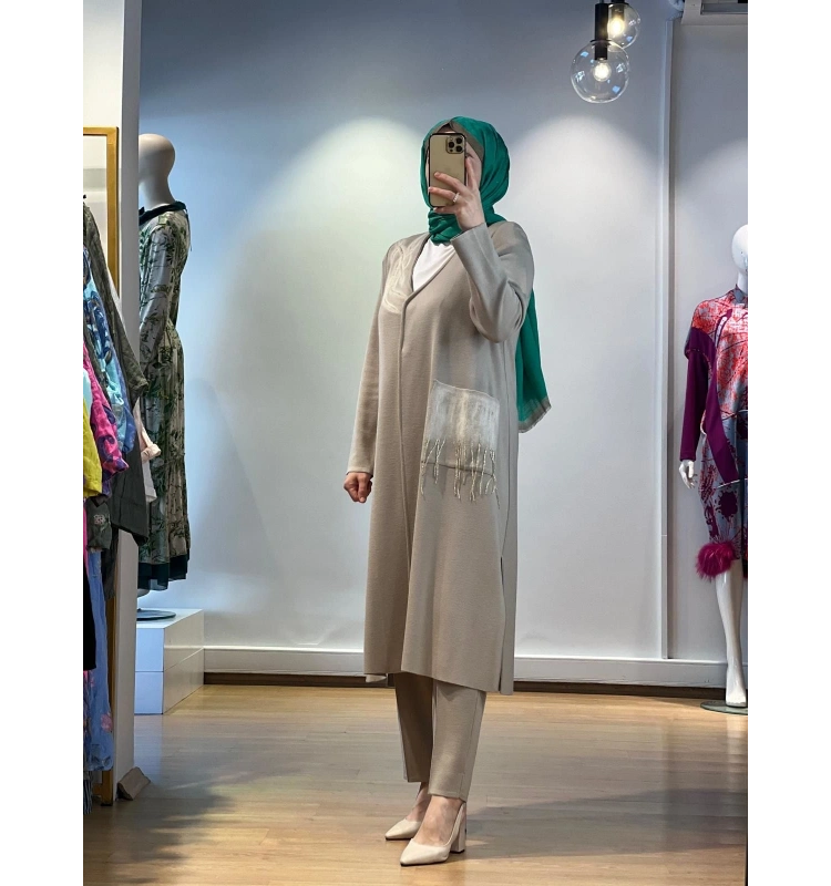 MissDalida Önü Keçe Baskılı Hırka T25K-9021