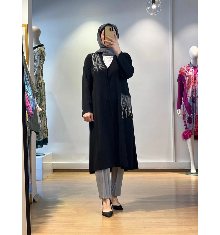 MissDalida Önü Keçe Baskılı Hırka T25K-9021