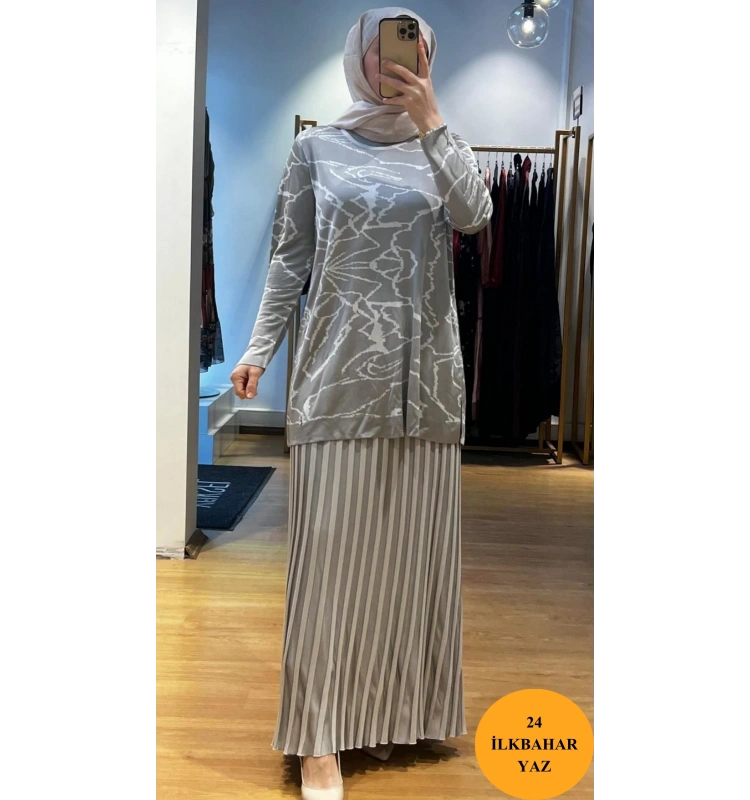 MissDalida Parlak İpten Pilise Etek T24Y-2006