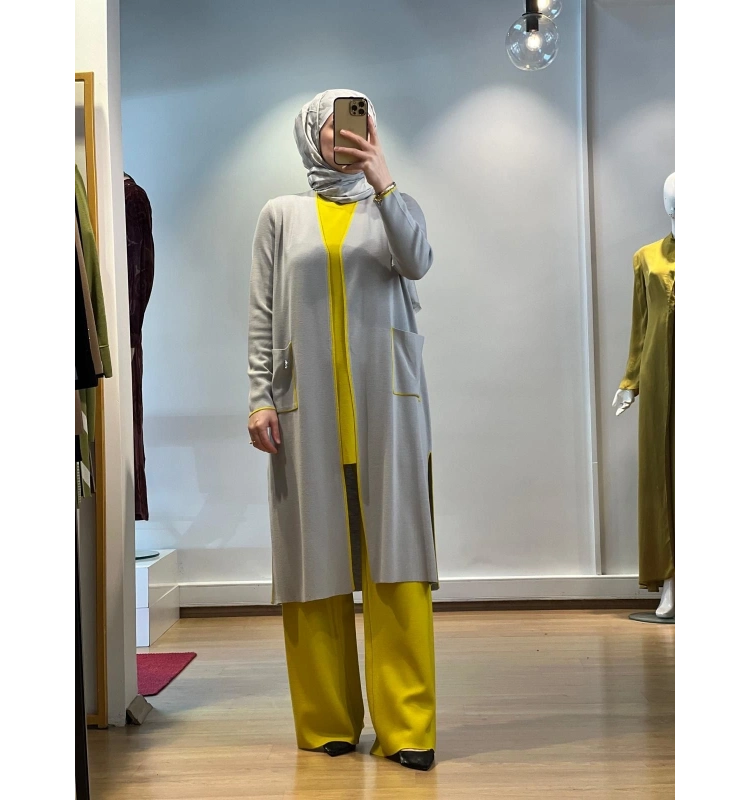 MissDalida Renk Şeritli Uzun Triko Hırka T24K-9015