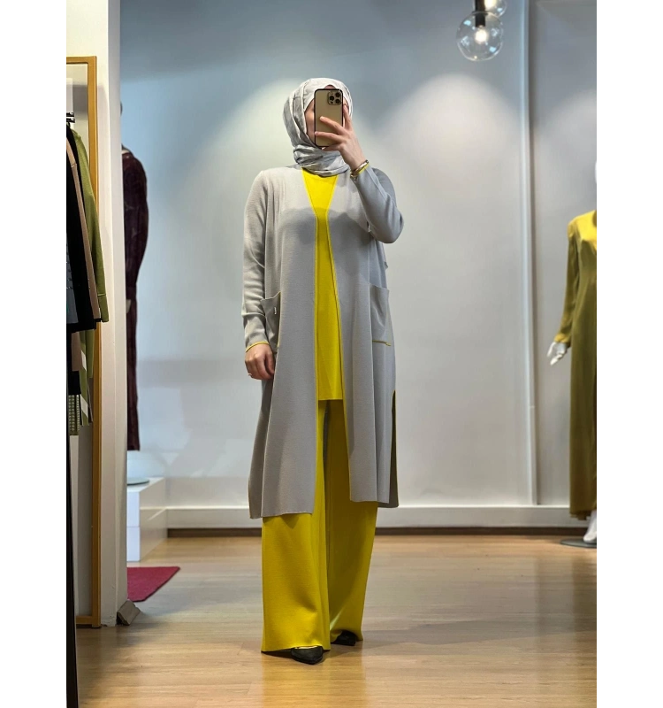 MissDalida Renk Şeritli Uzun Triko Hırka T24K-9015