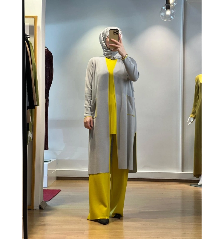 MissDalida Renk Şeritli Uzun Triko Hırka T24K-9015