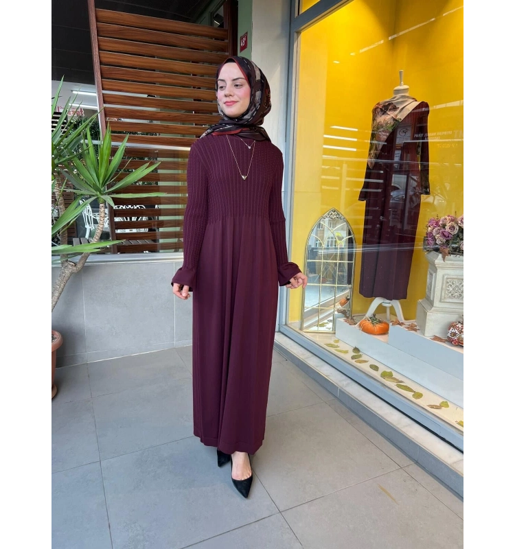 MissDalida Saç Örgü Detaylı Triko Elbise T25PF-4006