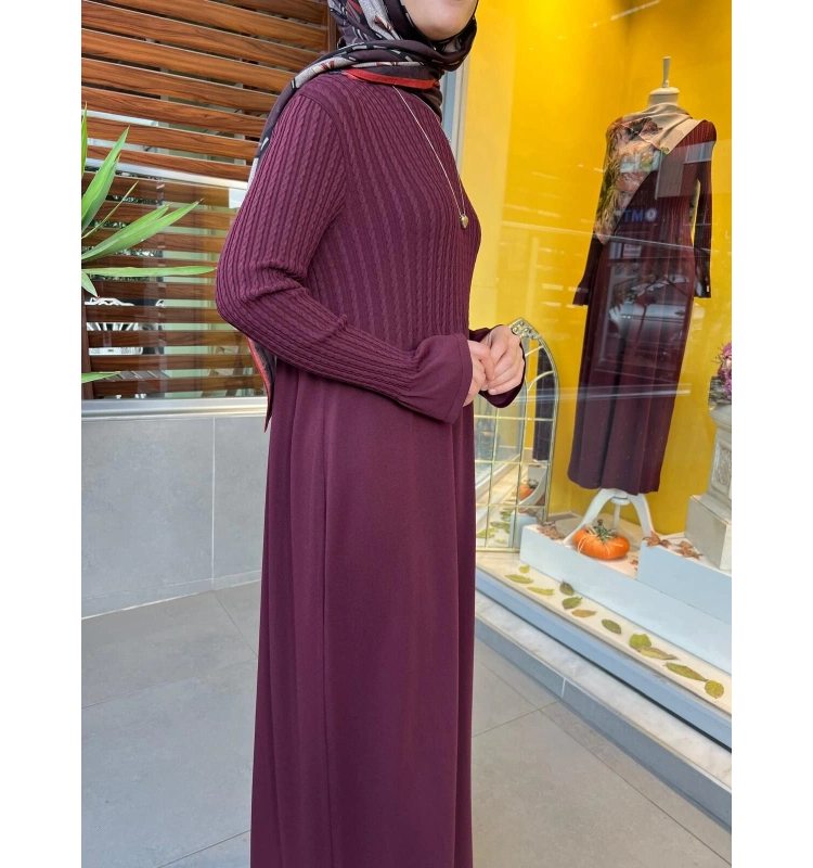 MissDalida Saç Örgü Detaylı Triko Elbise T25PF-4006