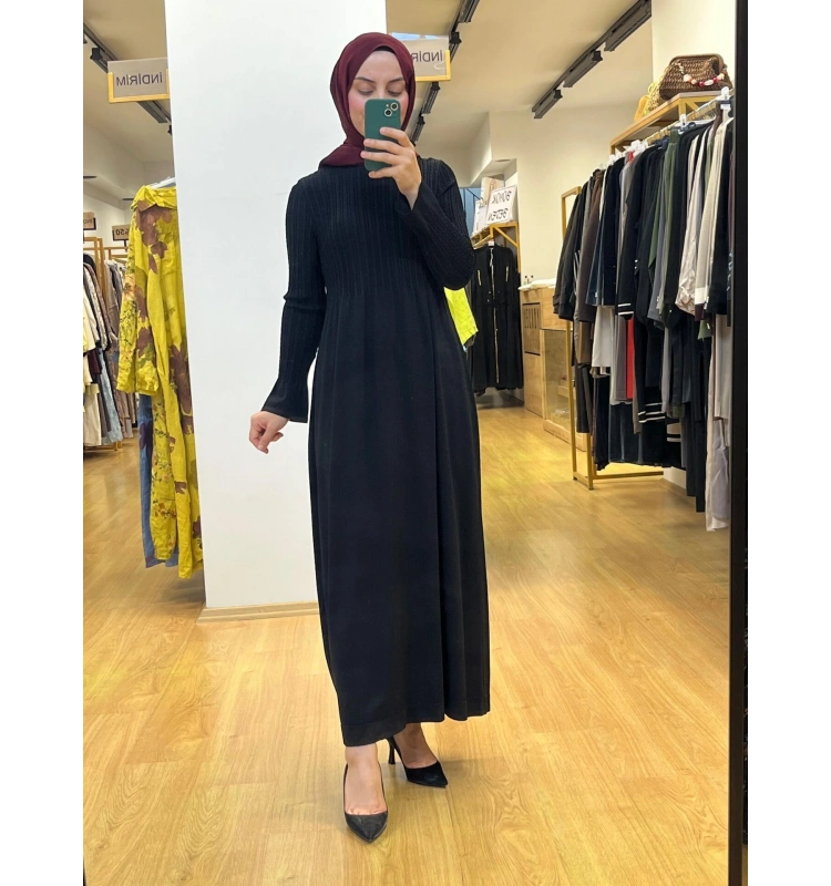 MissDalida Saç Örgü Detaylı Triko Elbise T25PF-4006