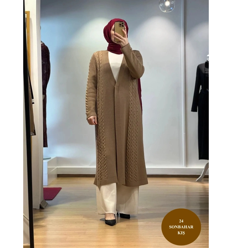 MissDalida Saç Örgüsü Uzun Hırka T24K-9019