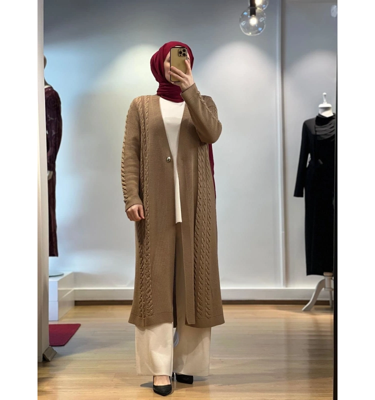 MissDalida Saç Örgüsü Uzun Hırka T24K-9019