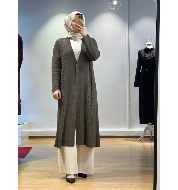 MissDalida Saç Örgüsü Uzun Hırka T24K-9019