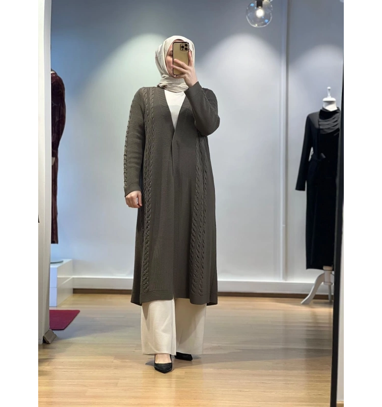 MissDalida Saç Örgüsü Uzun Hırka T24K-9019