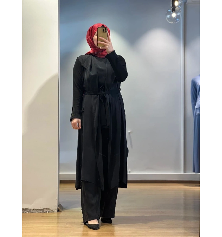 MissDalida Şal Yaka Cupro Triko Tunik TK Hırka 25Y-0006