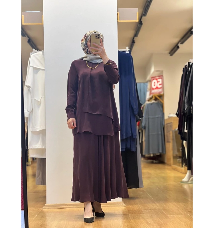 MissDalida Triko Korsajlı Yandan Fermuarlı Kloş Cupro Etek 25Y-2003