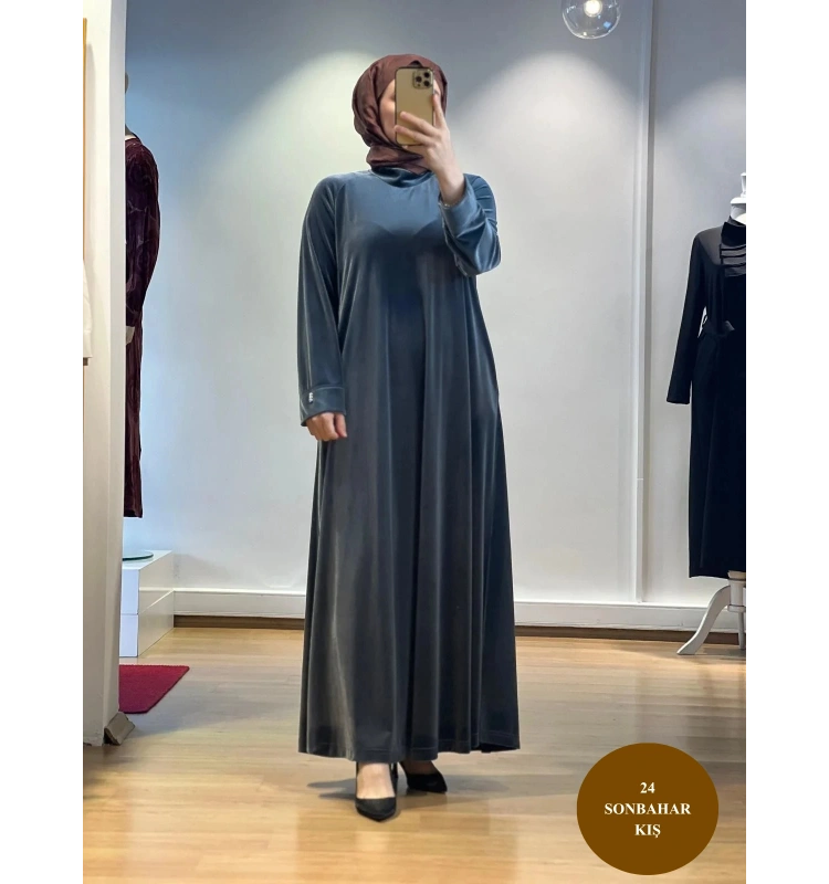 MissDalida Uzun Kadife Elbise T24K-4003