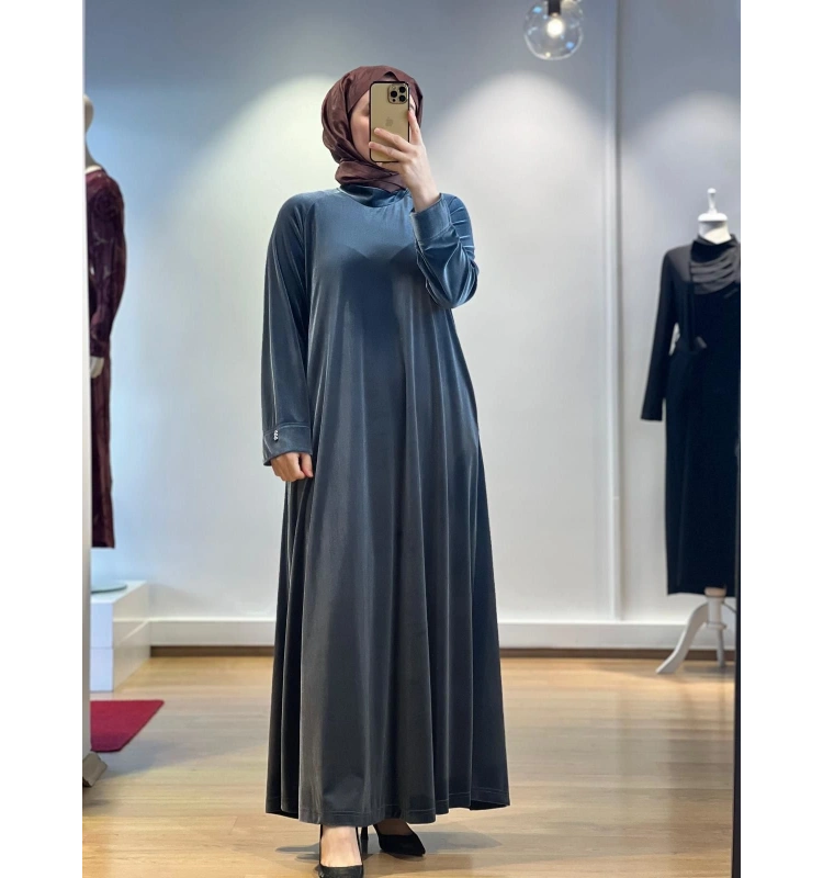 MissDalida Uzun Kadife Elbise T24K-4003