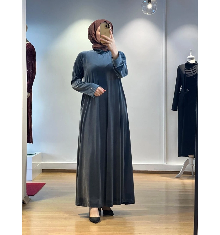 MissDalida Uzun Kadife Elbise T24K-4003