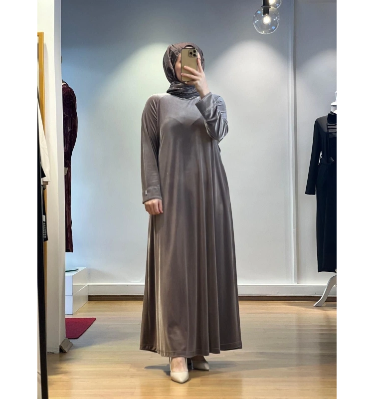 MissDalida Uzun Kadife Elbise T24K-4003