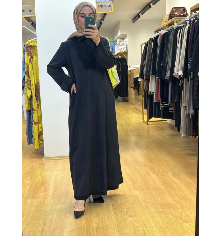 MissDalida V Yaka Denim Elbise T25PF-4010