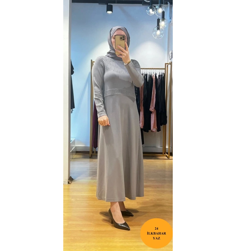 MissDalida Yakası Taşlı Elbise T24Y-4018