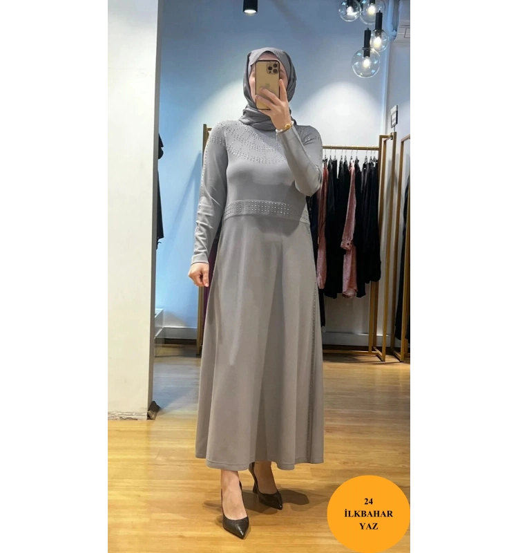 MissDalida Yakası Taşlı Elbise T24Y-4018