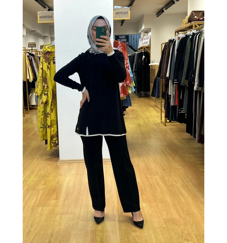 MissDalida Yakası Yırtmaçlı Triko Tunik T25PF-6002