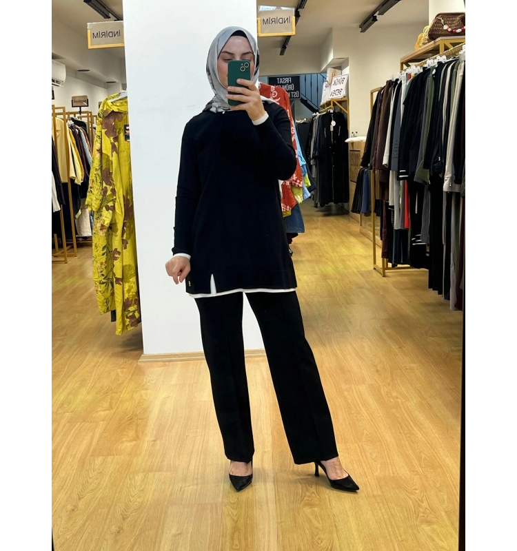 MissDalida Yakası Yırtmaçlı Triko Tunik T25PF-6002