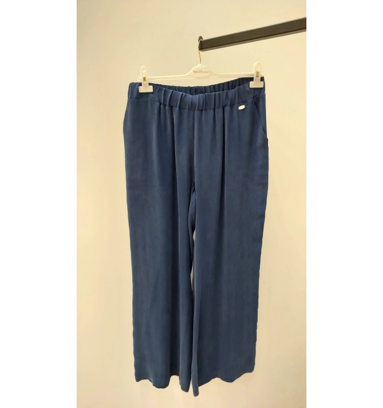 MissDalida Yandan Şeritli Beli Lastikli Bol Paça Cupro Pantolon 25Y-7026