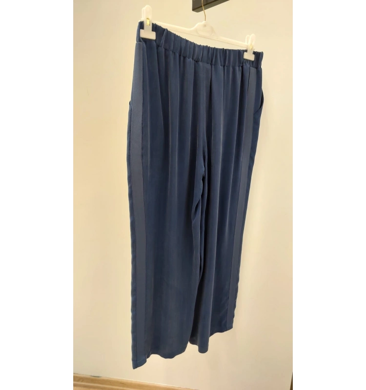 MissDalida Yandan Şeritli Beli Lastikli Bol Paça Cupro Pantolon 25Y-7026