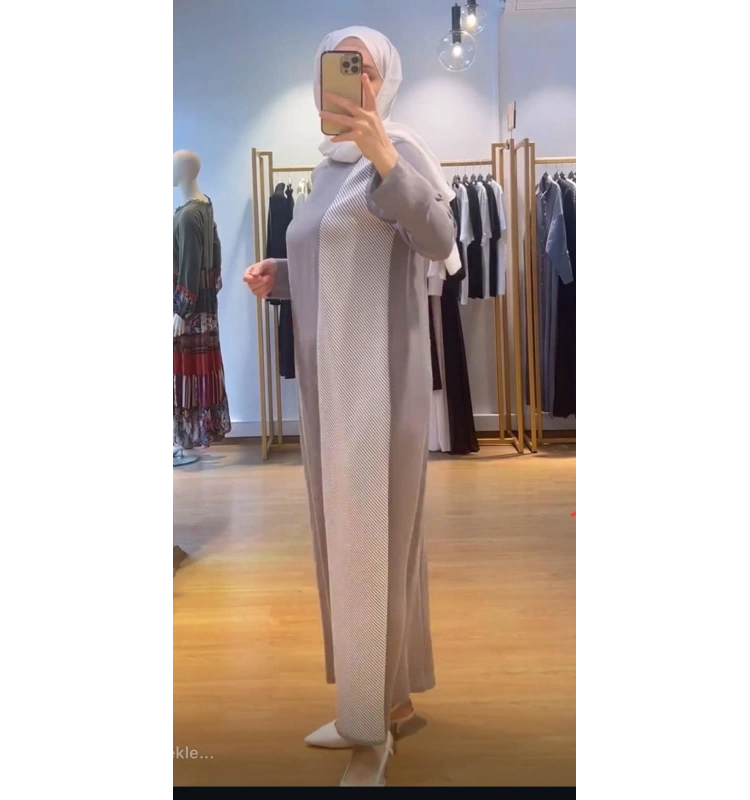 MissDalida Yandan Triko Detaylı Cupra Elbise T24Y-4043