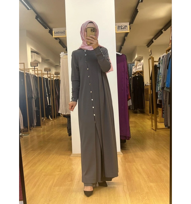 MissDalida Yuvarlak Yaka Düğmeli Uzun Triko Hırka 25Y-9020