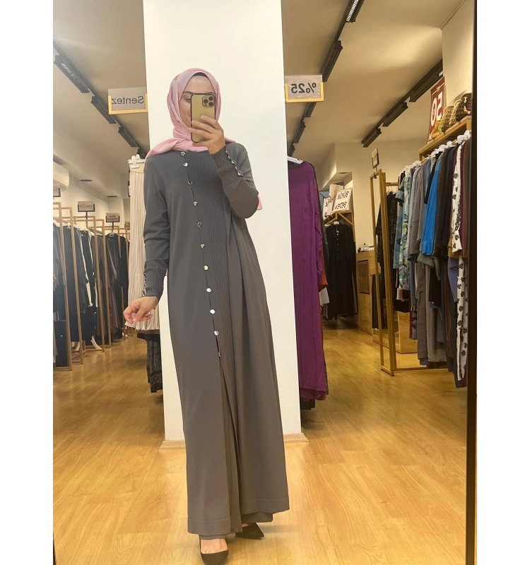 MissDalida Yuvarlak Yaka Düğmeli Uzun Triko Hırka 25Y-9020