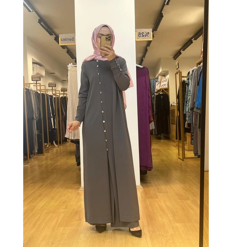 MissDalida Yuvarlak Yaka Düğmeli Uzun Triko Hırka 25Y-9020