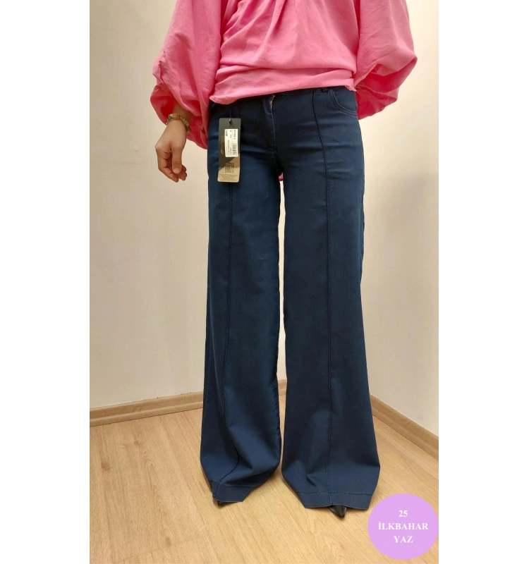 MissWhence Bol Paça Önü Dikişli Kot Pantolon 25Y-37100-D