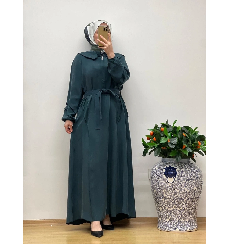 MissWhence Cupro Kapüşonlu Elbise 25Y-37811