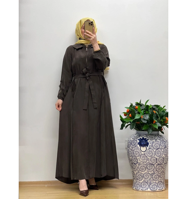 MissWhence Cupro Kapüşonlu Elbise 25Y-37811