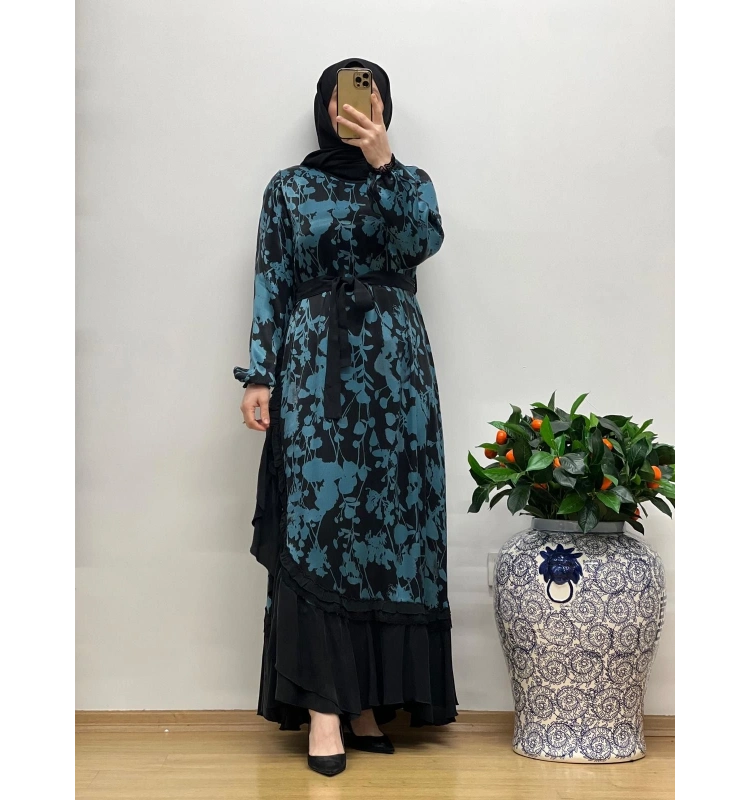 MissWhence Desenli Cupro Elbise 25Y-37832