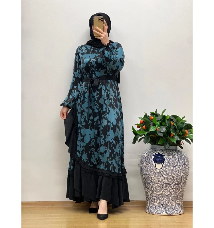 MissWhence Desenli Cupro Elbise 25Y-37832