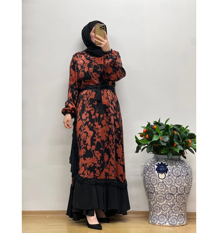 MissWhence Desenli Cupro Elbise 25Y-37832