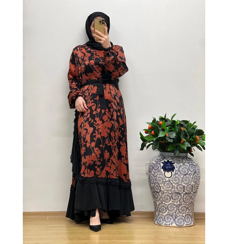 MissWhence Desenli Cupro Elbise 25Y-37832