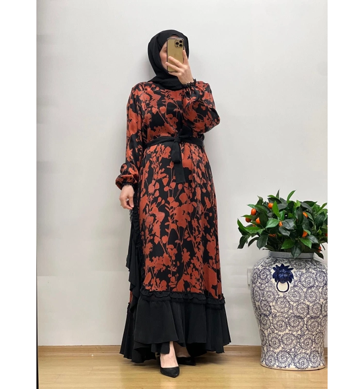 MissWhence Desenli Cupro Elbise 25Y-37832