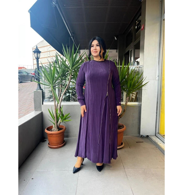 MissWhence Fermuar Detaylı Cupro Elbise 25Y-37830