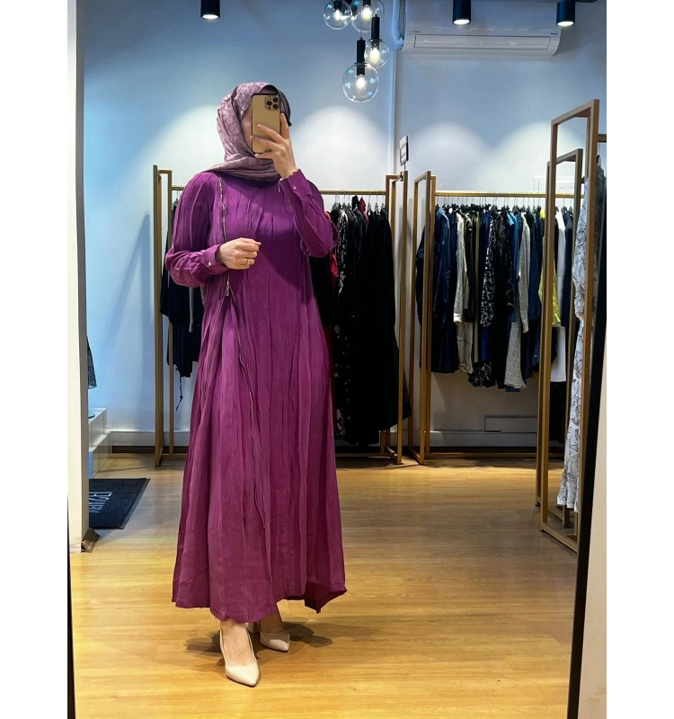 MissWhence Fermuar Detaylı Cupro Elbise 25Y-37830