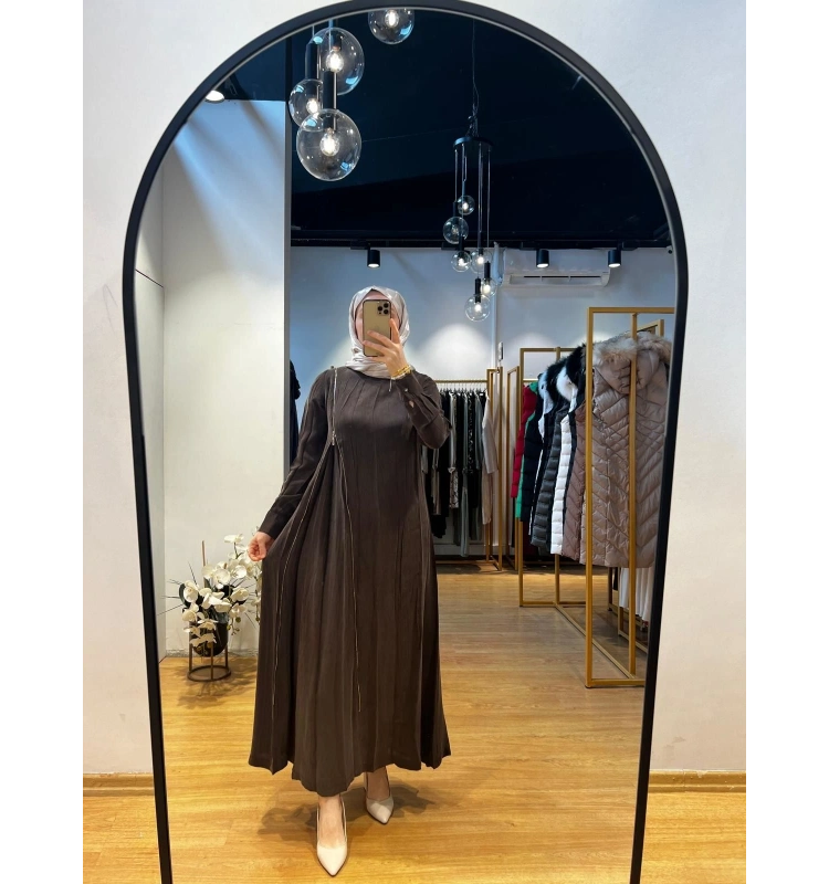 MissWhence Fermuar Detaylı Cupro Elbise 25Y-37830