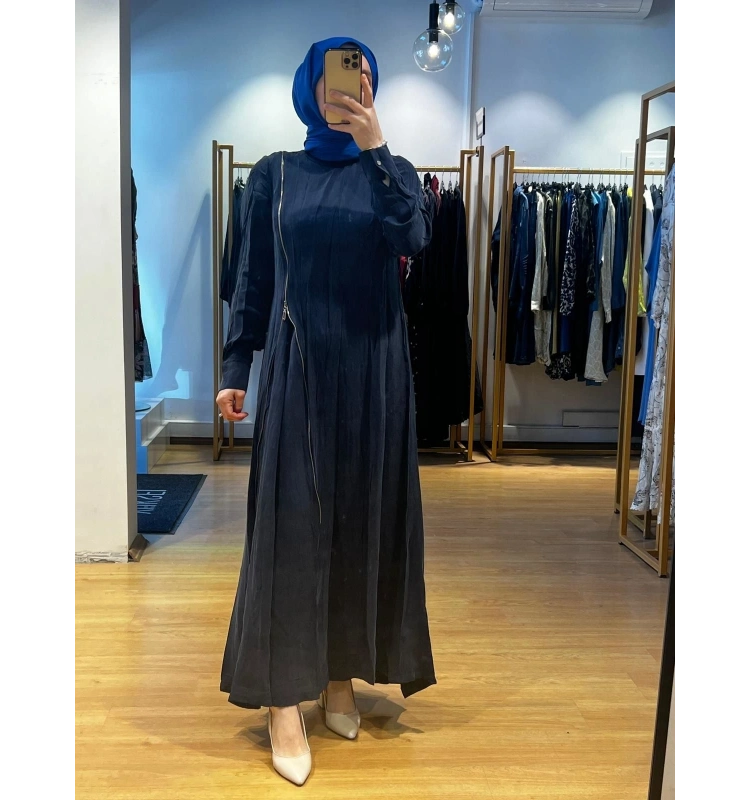 MissWhence Fermuar Detaylı Cupro Elbise 25Y-37830