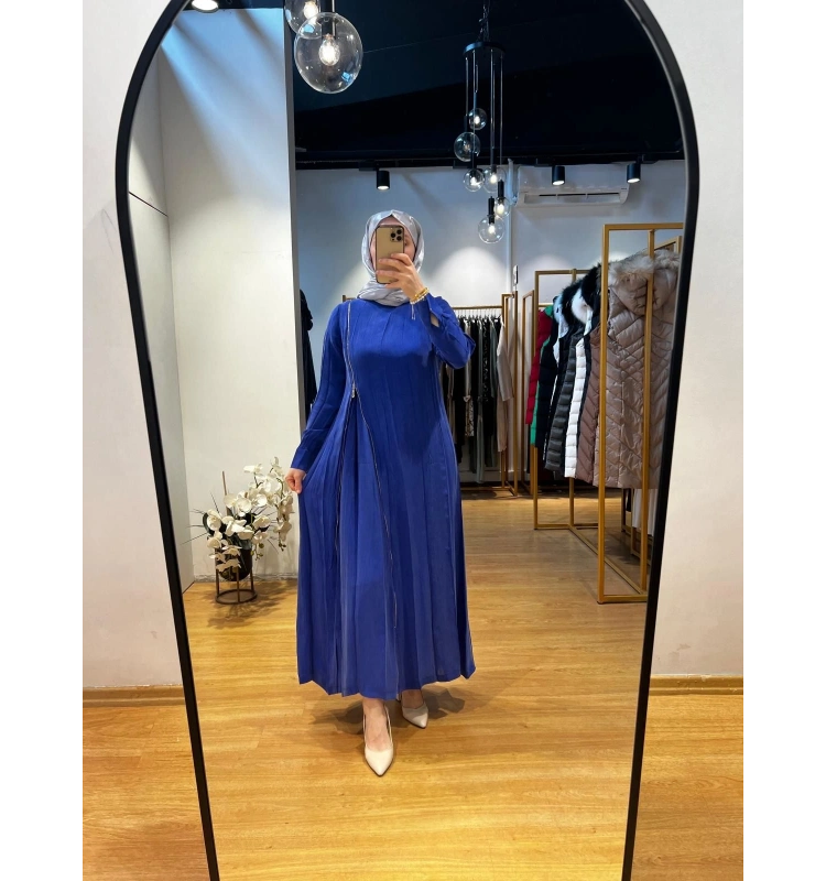 MissWhence Fermuar Detaylı Cupro Elbise 25Y-37830