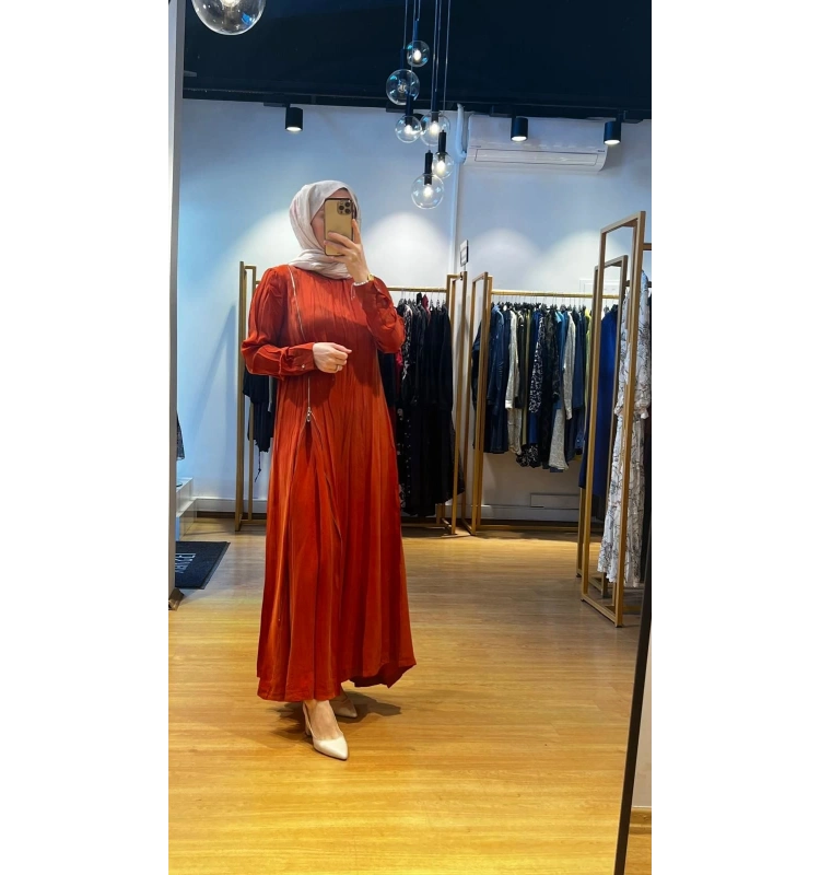 MissWhence Fermuar Detaylı Cupro Elbise 25Y-37830