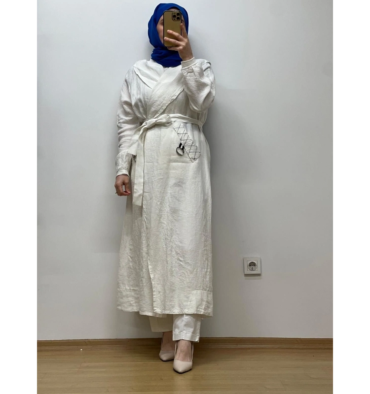 MissWhence Kapuşonlu Keten Kap 25Y-37401